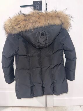 Mackage Kids Black Puffer Coat with Faux Fur Trim Hood